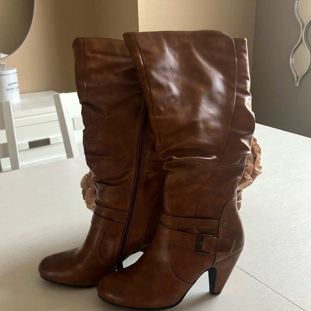 Brown Leather Heeled Boots with Vintage Charm